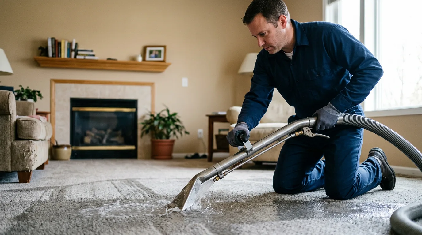 Water damage restoration technician working near Onslow, IA